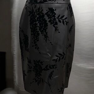 NWT Calvin Klein Black Vegan Leather Floral Pencil Skirt Size 10